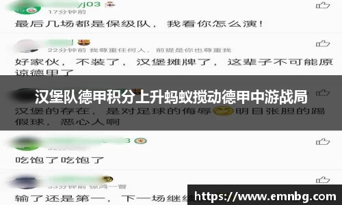 汉堡队德甲积分上升蚂蚁搅动德甲中游战局